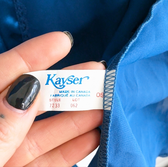 Vintage Kayser Women's One Size‎ Blue Satin Lace Tie Up Robe - Picture 4 of 5